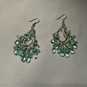 Elegant Silver and Green Dangle Earrings